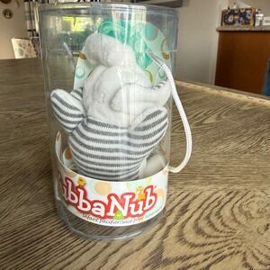 WubbaNub Infant Pacifier Afrique Elephant Plush White Grey Striped Accents New
